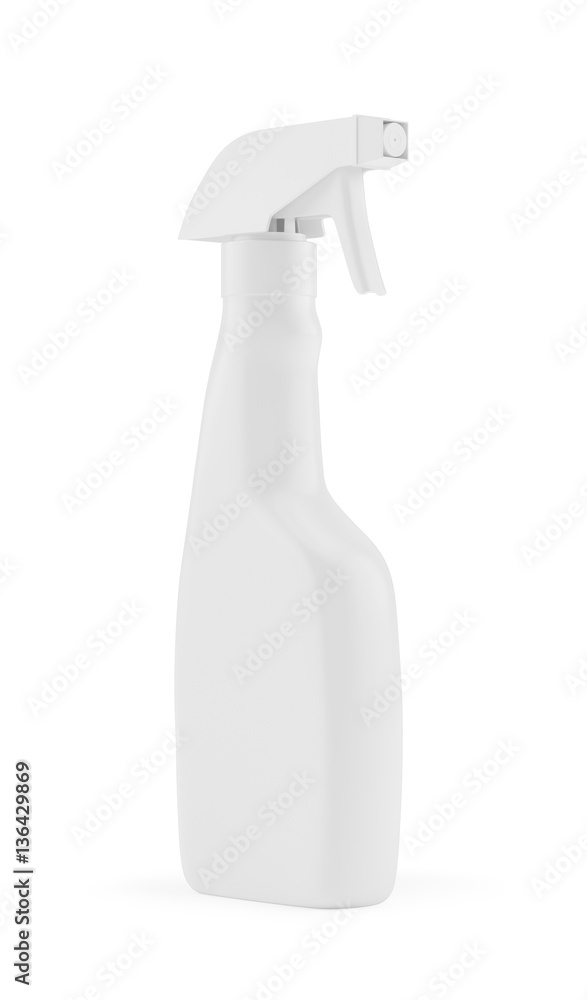 White blank plastic spray detergent bottle isolated on background. Packaging template mockup collection. With clipping Path included. 3d rendering White blank plastic spray detergent bottle isolated on background. Packaging template mockup collection. With clipping Path included. 3d rendering