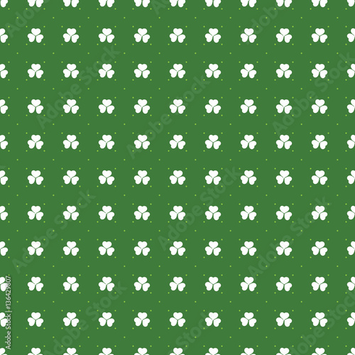 Abstract Seamless White and Green Shamrock Pattern - Saint Patrick's Day Card or Background Vector Design