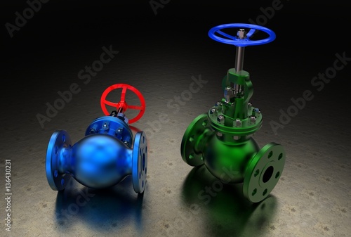 3d illustration of gas valves