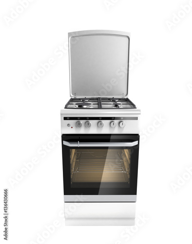 Gas stove 3d render on white no shadow