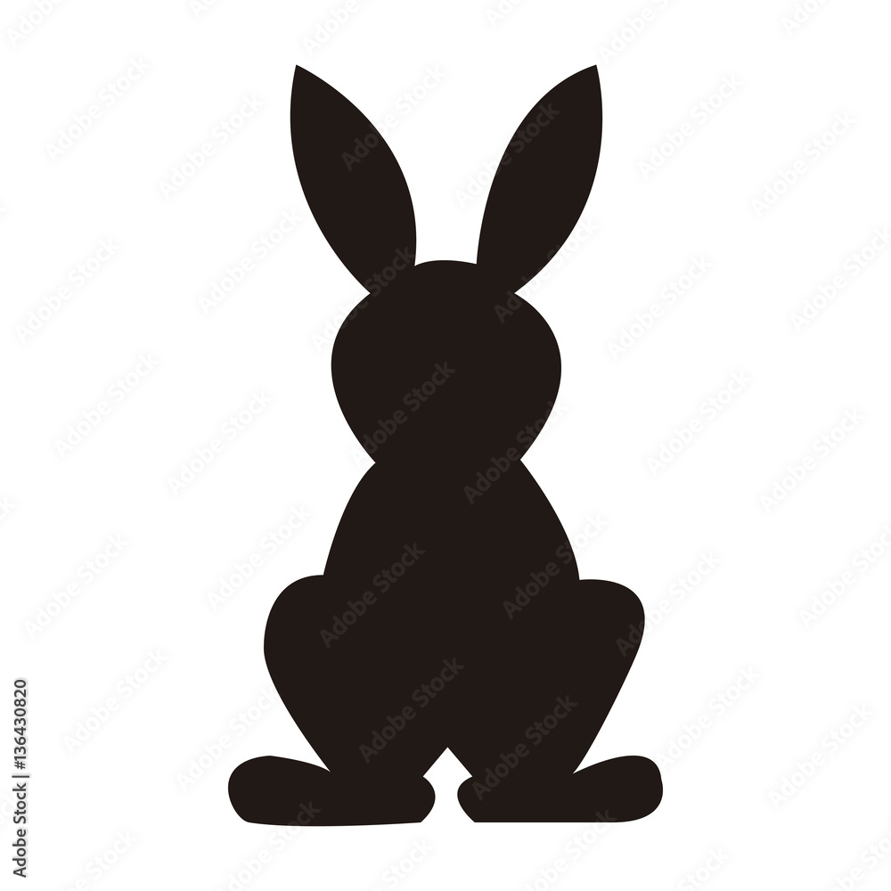 Naklejka premium Rabbit silohuette isolated in black color.