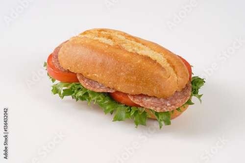 fresh sandwich with salami