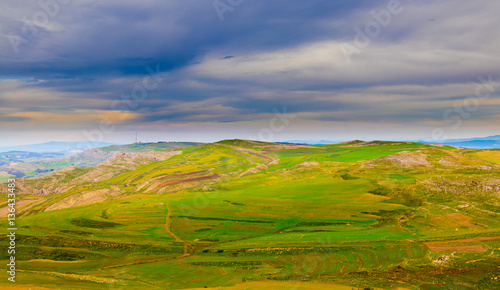 Wonderful view of the valley from the mountains in Tunisia