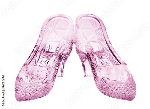 couple of isolated woman glass pink shoes