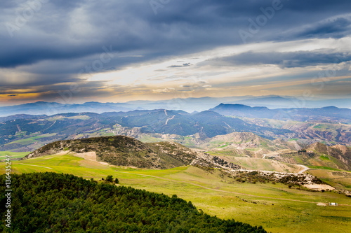 Wonderful view of the valley from the mountains in Tunisia