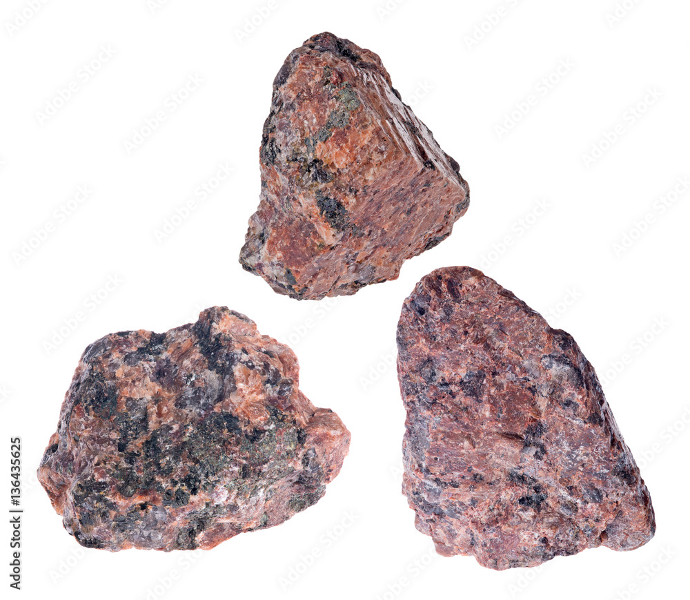 set of three isolated red granites set of three isolated red granites