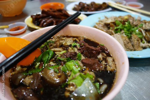 Penang duck kway chap, noodle rolls in soup photo
