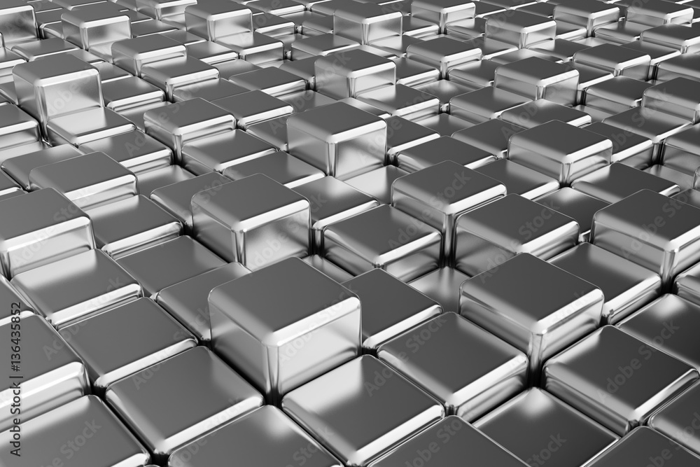 Silver squares extruded abstract background , 3d Silver squares extruded abstract background , 3d