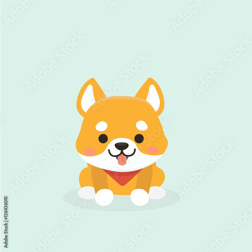 Vector illustration of cute Shiba Inu dog. 