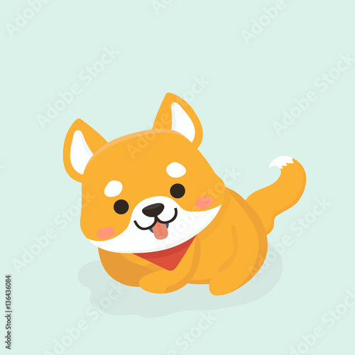 Vector illustration of cute Shiba Inu dog. 