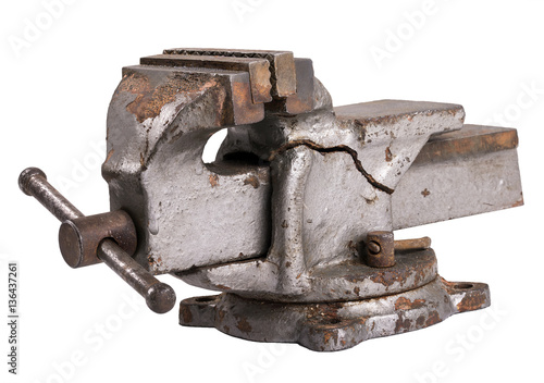 Obraz na plátně Old damaged industrial vice
