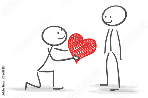 Strichmännchen Herz Valentinstag Heiratsantrag Liebe