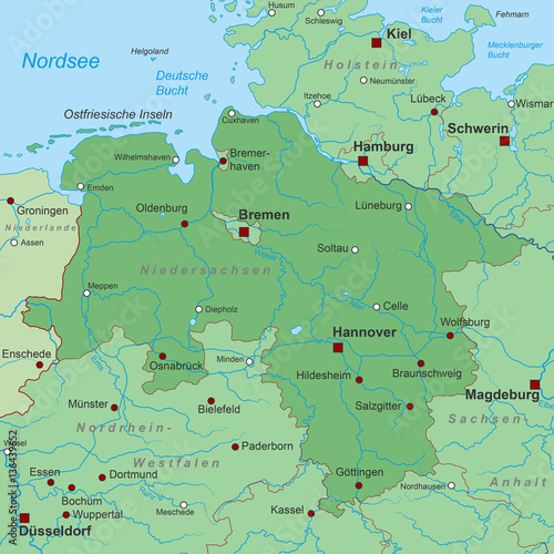 Bundesland Niedersachsen - Landkarte in Grün photo