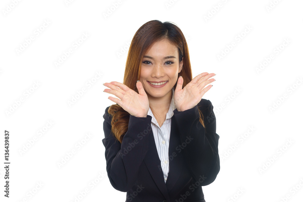 Asian woman screaming and whispering something and away to the s Asian woman screaming and whispering something and away to the s