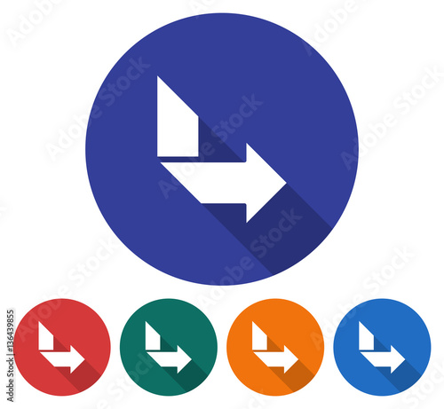 Round icon of orthogonally curved arrow. Flat style illustration with long shadow in five variants background color Free Download Round icon of orthogonally curved arrow. Flat style illustration with long shadow in five variants background color - GFXLoad