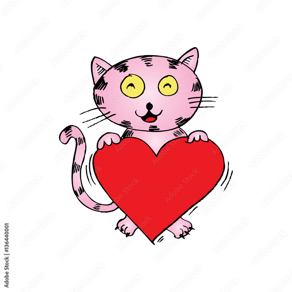 Cute cat with heart Cute cat with heart