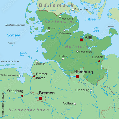 Bundesland Schleswig-Holstein - Landkarte in Grün