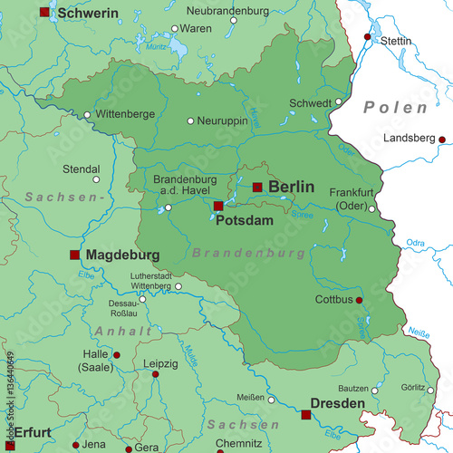 Bundesland Brandenburg - Landkarte (in Grün)