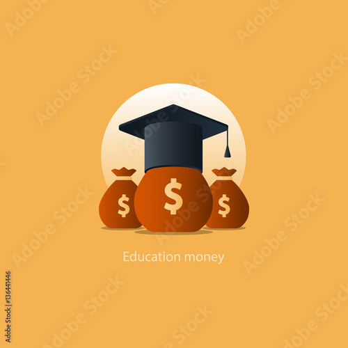 Scholarship grant money, education fee icon, payment cost