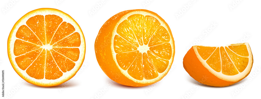 Set of vector illustration oranges - obrazy, fototapety, plakaty 