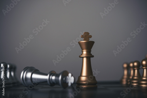 King and Knight of chess setup on dark background .