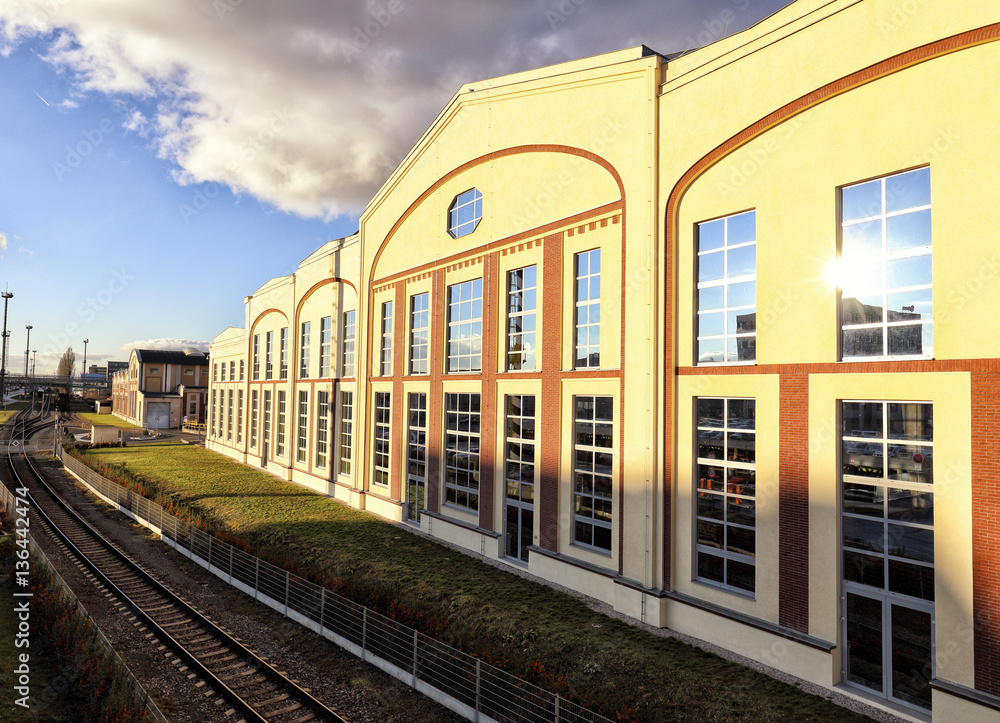 Old factory building in the evening sun Old factory building in the evening sun