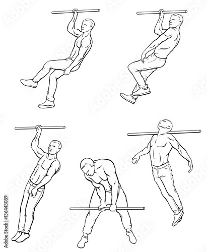 Street workout outline set
