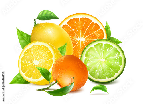 Fresh citrus with leaves