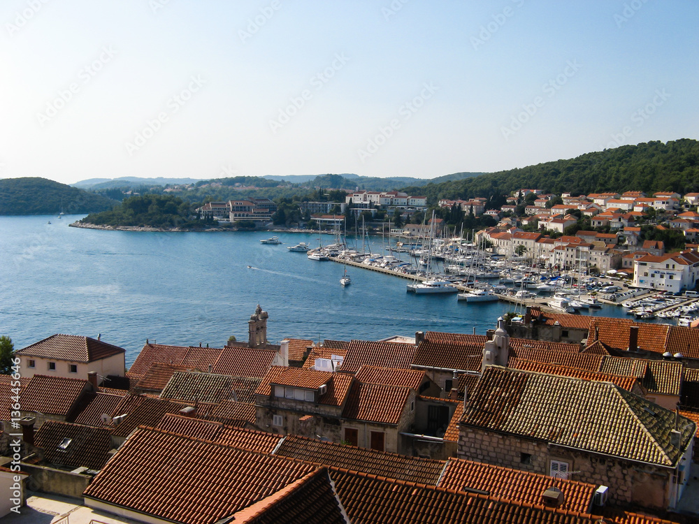Landscape of old croatian fishing village on island of Hvar