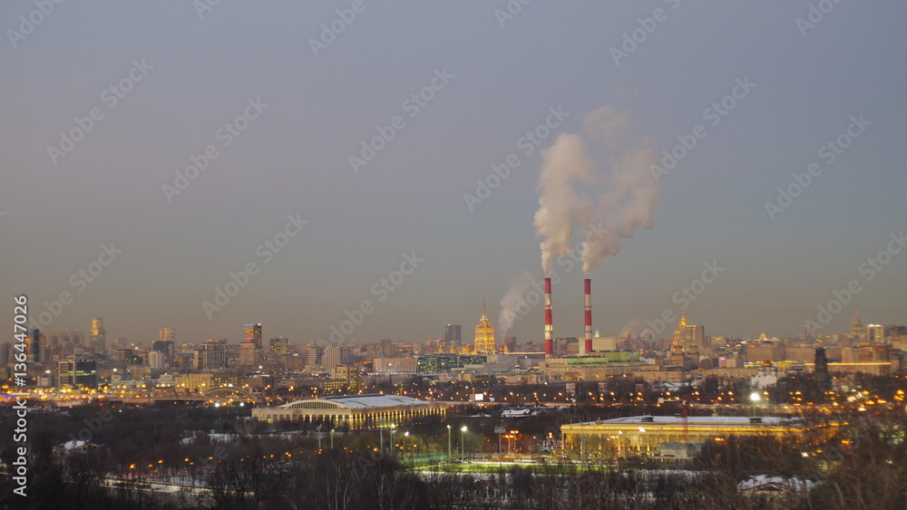 beautiful panorama of winter Moscow