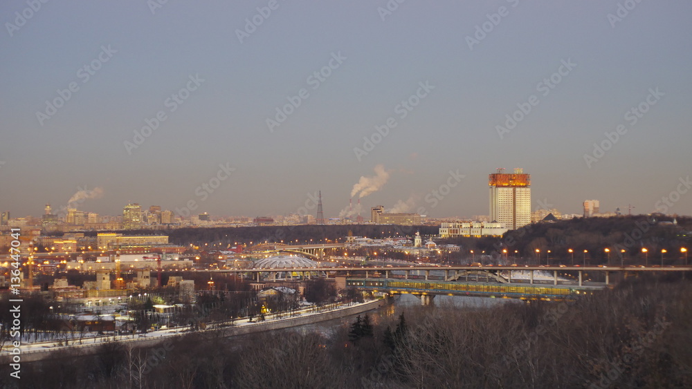 beautiful panorama of winter Moscow