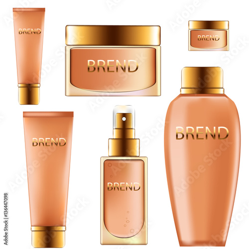 Realistic 3d set of cosmetic, cream, oil, concealer on a white background