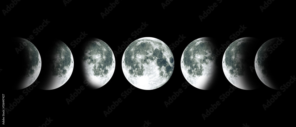 Moon lunar cycle in night sky. NASA. - obrazy, fototapety, plakaty 