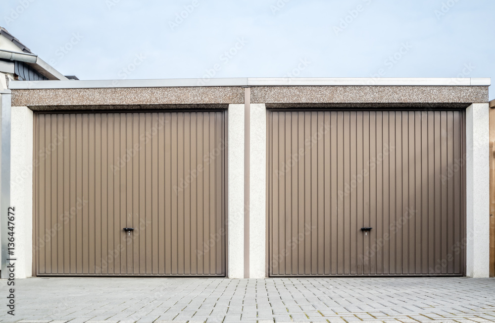Fototapeta premium Two closed garage doors