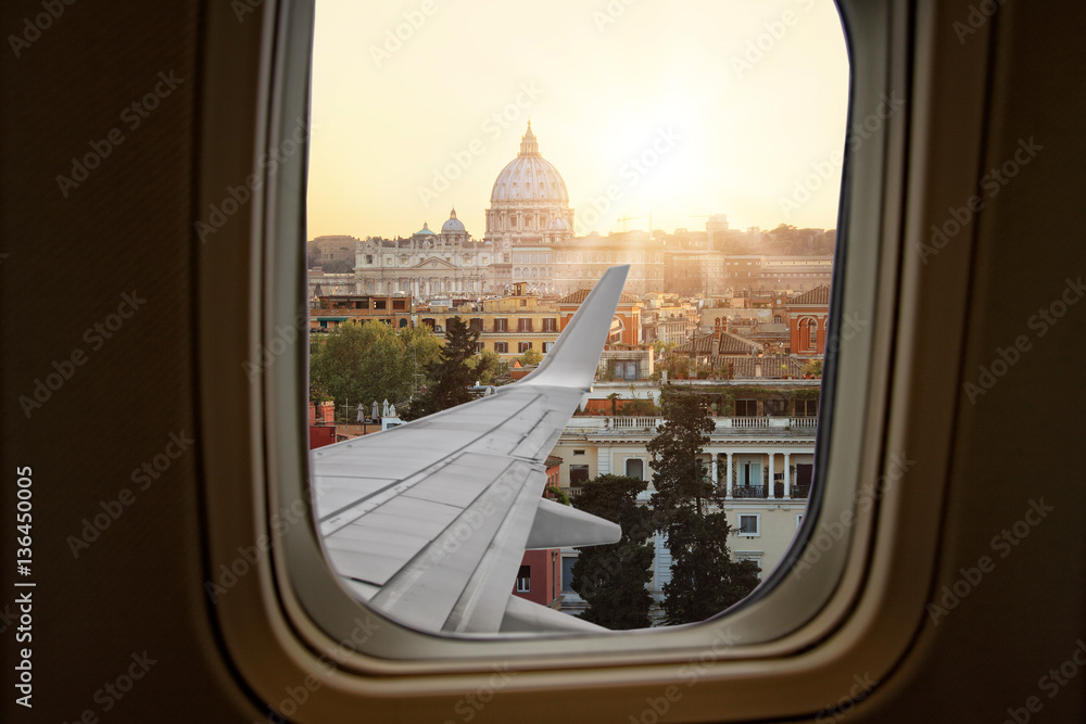 Fototapeta premium View of Rome from the plane window