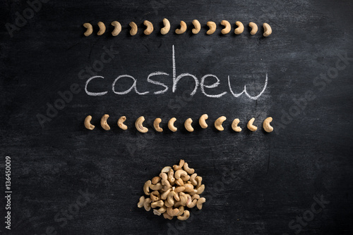 Cashew over dark chalkboard background