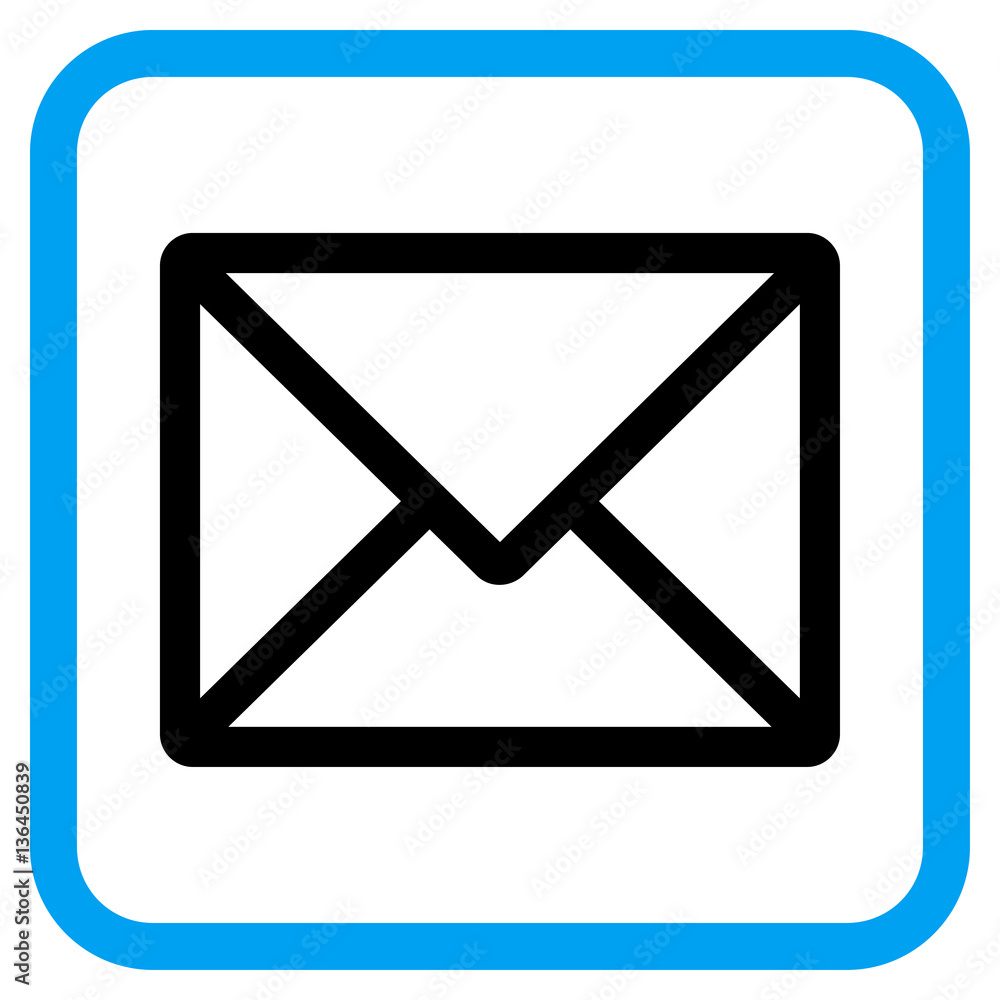 Letter vector icon. Image style is a flat pictogram symbol inside a rounded square blue frame. Letter vector icon. Image style is a flat pictogram symbol inside a rounded square blue frame.