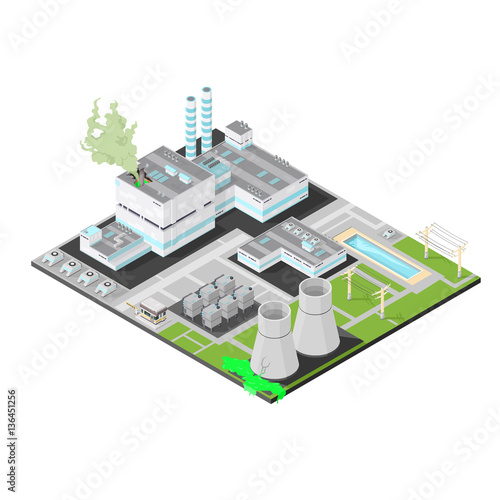 Isometric Nuclear Disaster Icon.

Vector illustration of a radioactive disaster with fallout cloud.