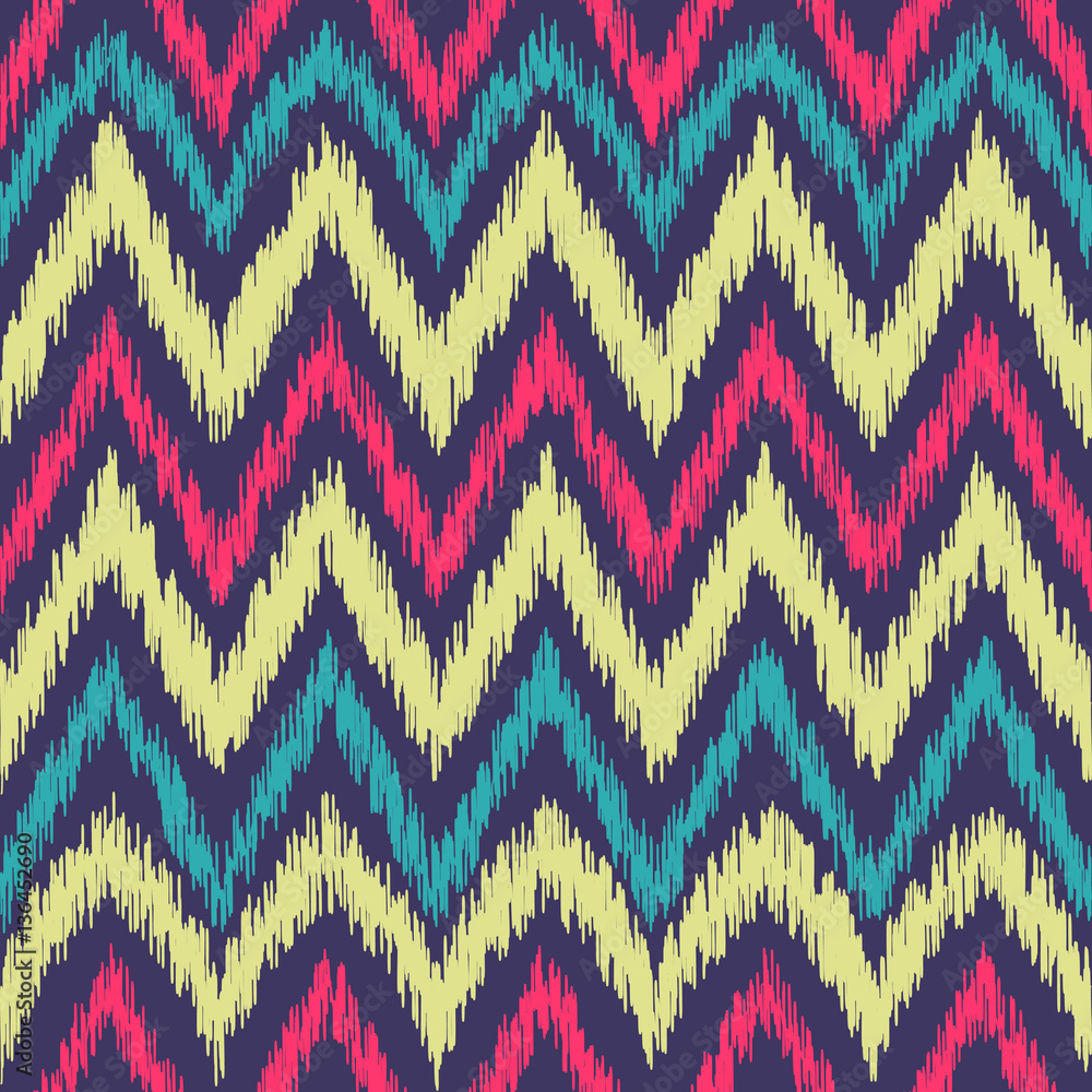 Vector seamless ikat ethnic pattern. Colorful fashion trendy design