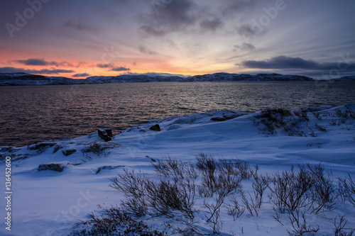 Sunrise on the Barents Sea. Teriberka, Murmansk region, Russia © Aptyp_koK
