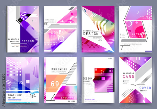 Business brochure 2017 vector set. Applicable for Banners, Placards, Posters, Flyers, cover design annual report, magazine, in A4 format. Modern geometric background template
