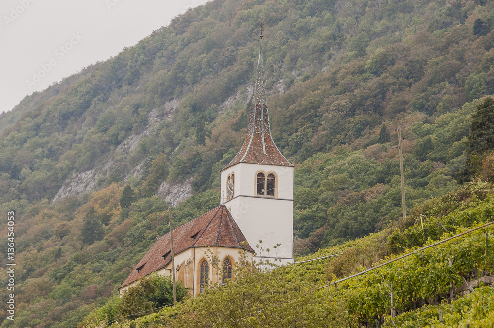 Ligerz, Dorf, Weindorf, Weinberg, Kirche, Wanderweg, Rebenweg, Bielersee, See, Twann, Herbst, Herbstwanderung, Schweiz