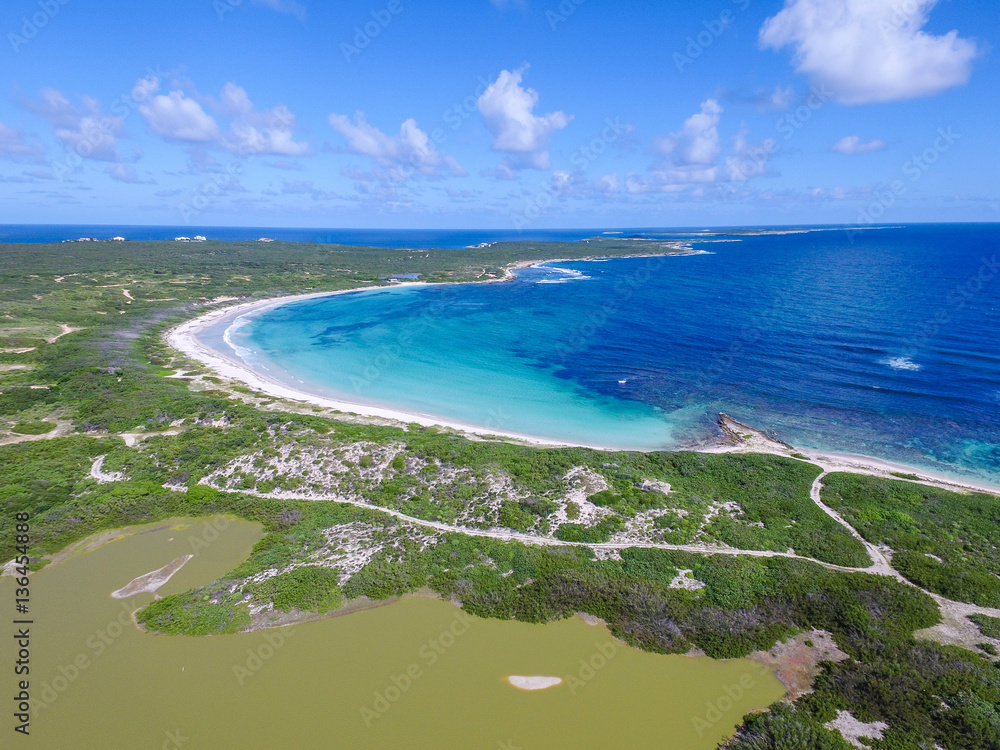 Aerial view of Savannah Bay, East Side Anguilla, Caribbean