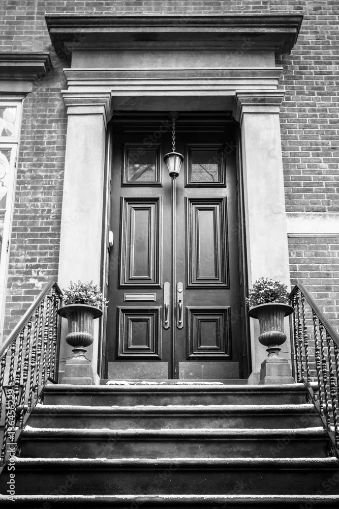 Naklejka premium Typical Entrance door to a New York City apartment building residential home