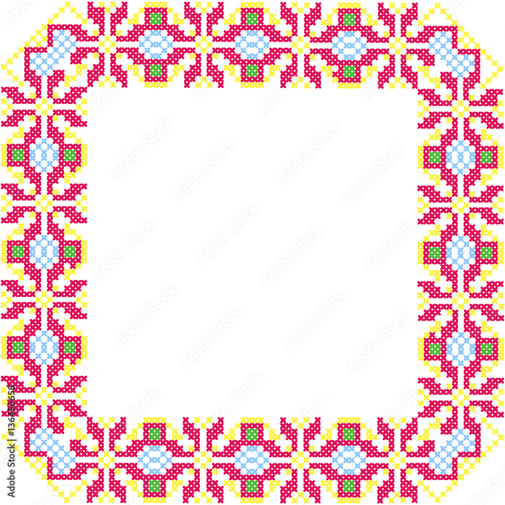 Decorative Frame. Ornament of the Cross in the form of Colored of Geometric Forms.