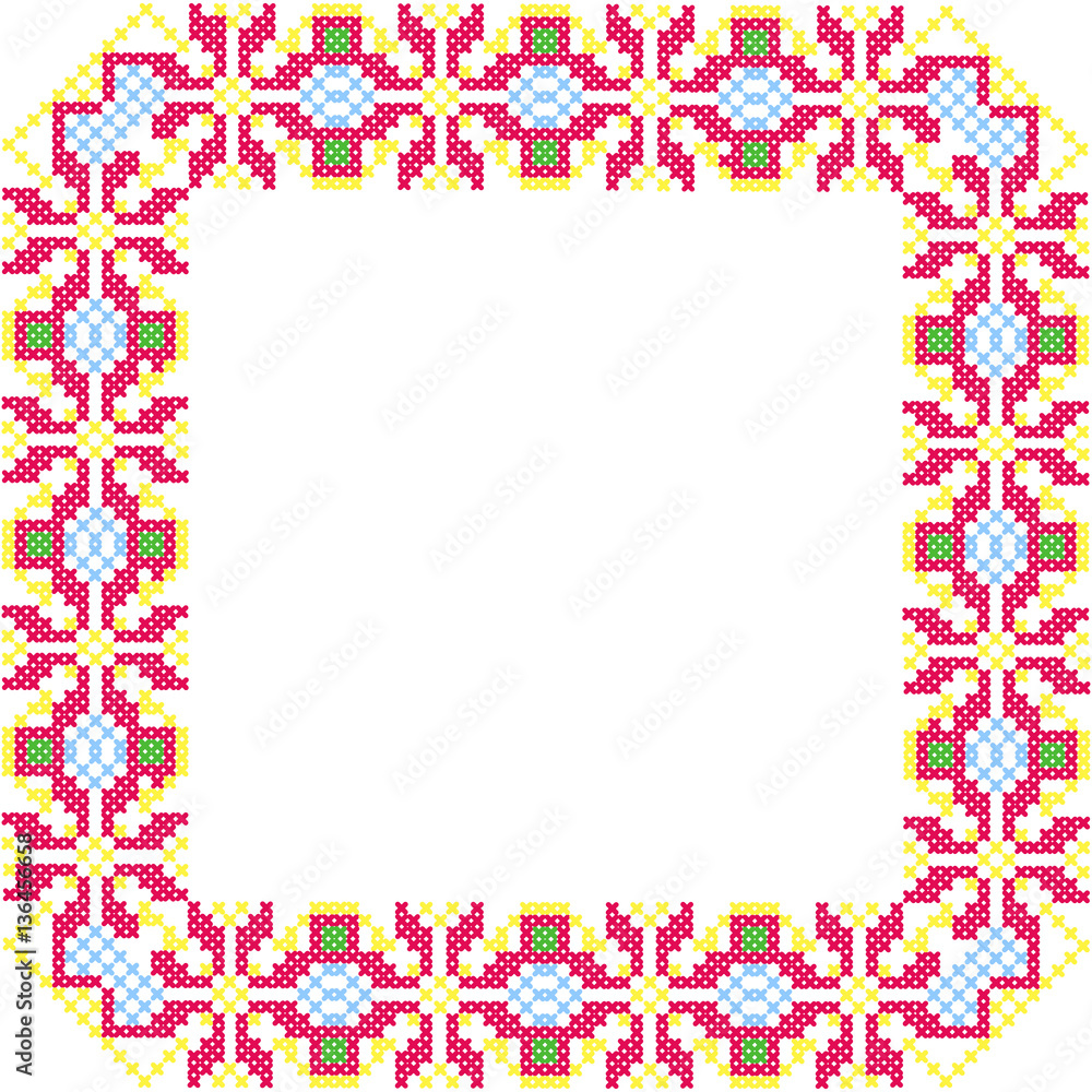 Decorative Frame. Ornament of the Cross in the form of Colored of Geometric Forms. Decorative Frame. Ornament of the Cross in the form of Colored of Geometric Forms.