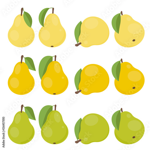 Vector pear. Set of colored icons.