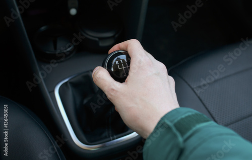 hand on the shift manual transmission