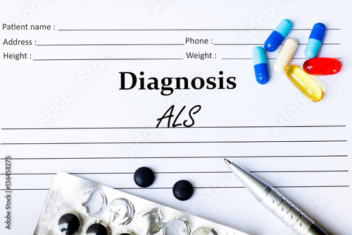 ALS cellulite - diagnosis written on a white piece of paper