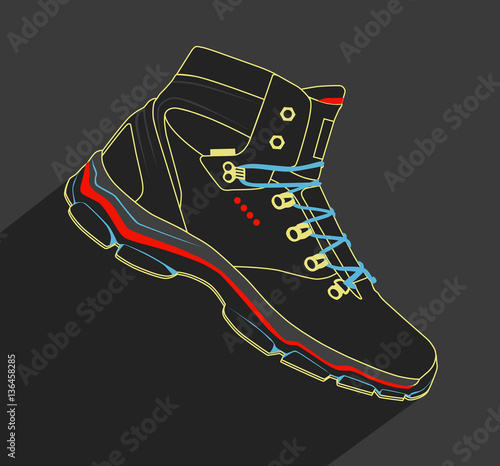 one winter sneaker for training, vector, illustration,